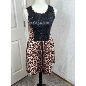 Moon Collection Dress Leopard Print Sequin Top Sleeveless Party Mini Mobwife‎  S